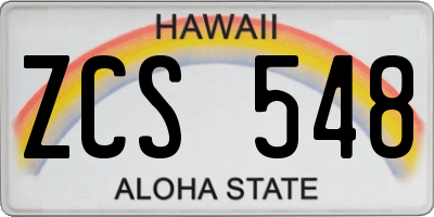 HI license plate ZCS548