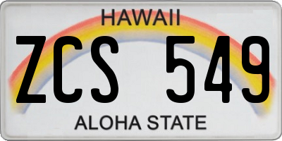 HI license plate ZCS549