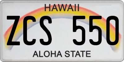 HI license plate ZCS550