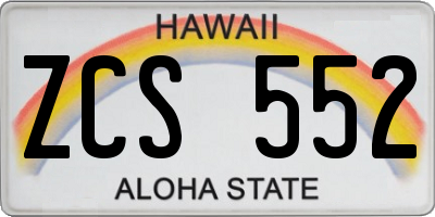 HI license plate ZCS552