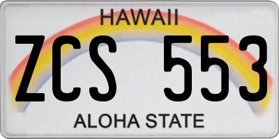 HI license plate ZCS553