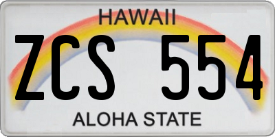 HI license plate ZCS554