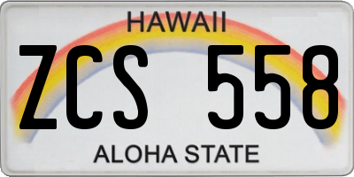 HI license plate ZCS558