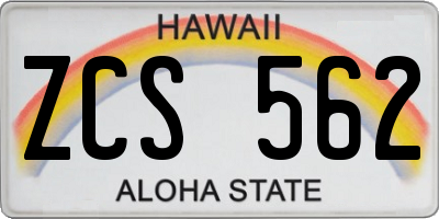HI license plate ZCS562