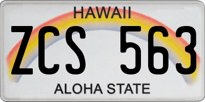 HI license plate ZCS563