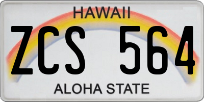 HI license plate ZCS564