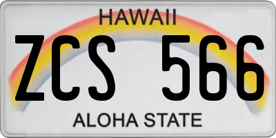 HI license plate ZCS566