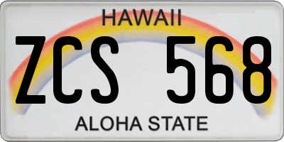 HI license plate ZCS568