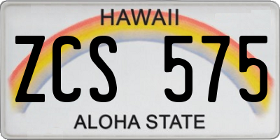 HI license plate ZCS575