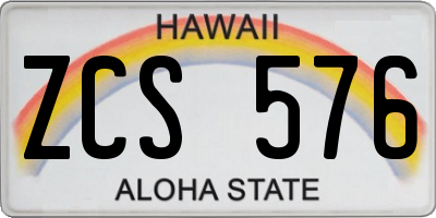HI license plate ZCS576