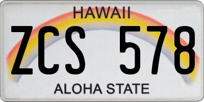 HI license plate ZCS578