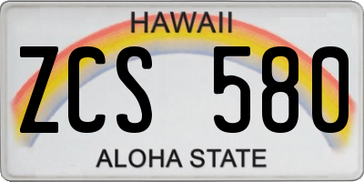 HI license plate ZCS580