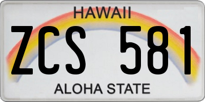 HI license plate ZCS581