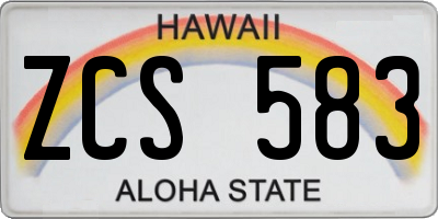 HI license plate ZCS583
