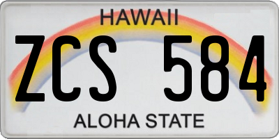 HI license plate ZCS584