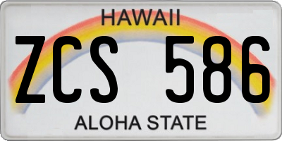 HI license plate ZCS586