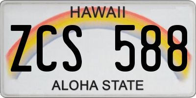 HI license plate ZCS588