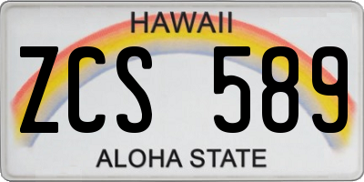 HI license plate ZCS589