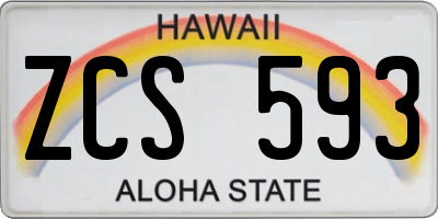 HI license plate ZCS593