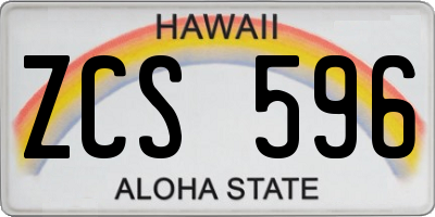 HI license plate ZCS596