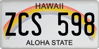 HI license plate ZCS598