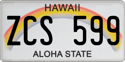 HI license plate ZCS599