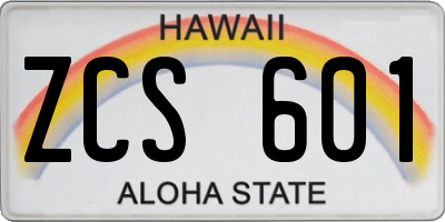 HI license plate ZCS601