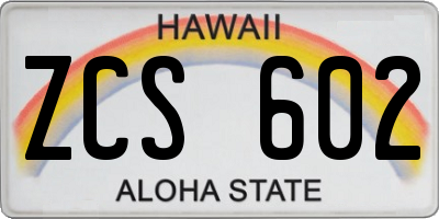 HI license plate ZCS602