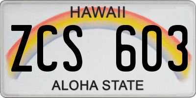 HI license plate ZCS603