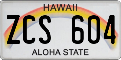 HI license plate ZCS604