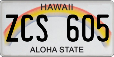 HI license plate ZCS605