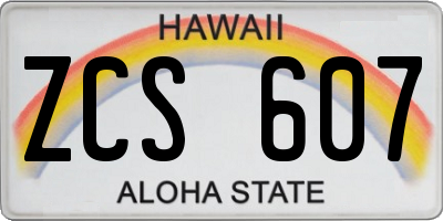 HI license plate ZCS607
