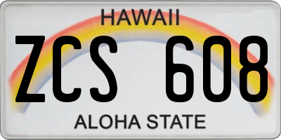 HI license plate ZCS608