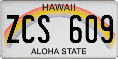HI license plate ZCS609