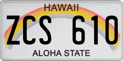 HI license plate ZCS610
