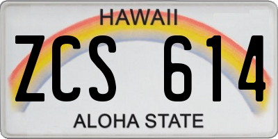 HI license plate ZCS614