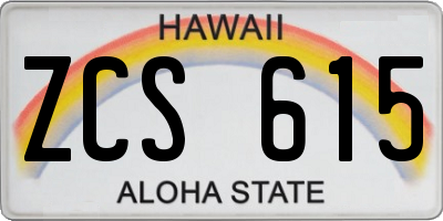 HI license plate ZCS615