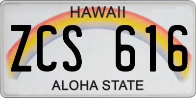 HI license plate ZCS616
