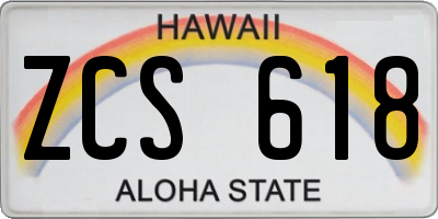 HI license plate ZCS618