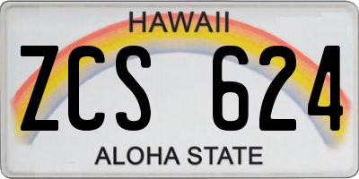 HI license plate ZCS624