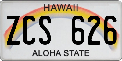 HI license plate ZCS626