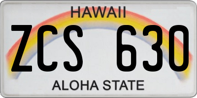 HI license plate ZCS630