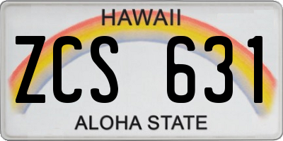 HI license plate ZCS631