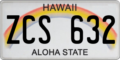 HI license plate ZCS632