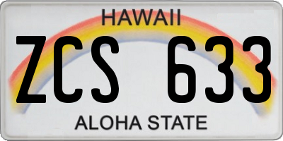 HI license plate ZCS633