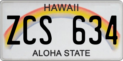 HI license plate ZCS634