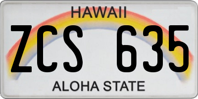 HI license plate ZCS635