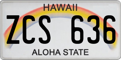 HI license plate ZCS636