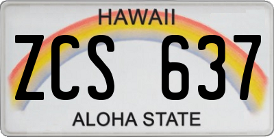 HI license plate ZCS637