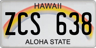 HI license plate ZCS638